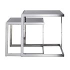 2 mesas de diseño moderno en acero inoxidable con tapa de cristal Bubbi viadurini