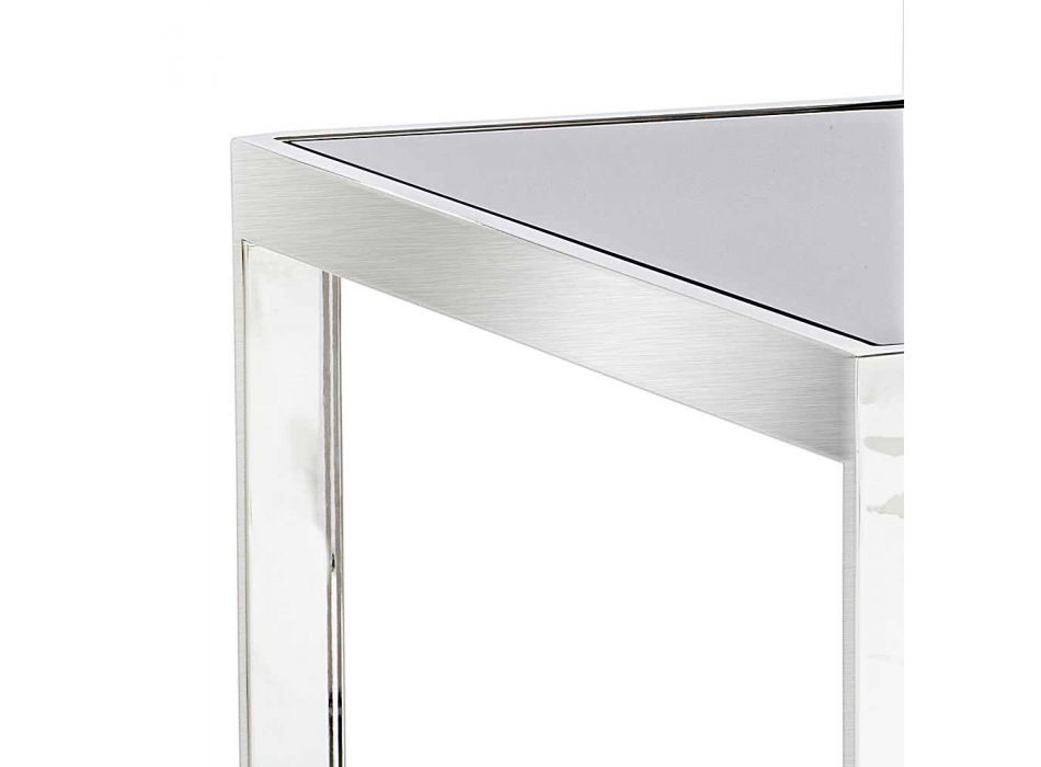 2 mesas de diseño moderno en acero inoxidable con tapa de cristal Bubbi