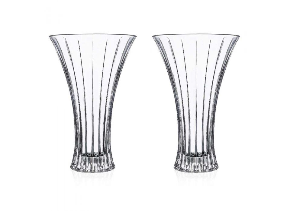 2 jarrones de decoración de diseño en lujo decorado con cristal ecológico transparente - Senzatempo