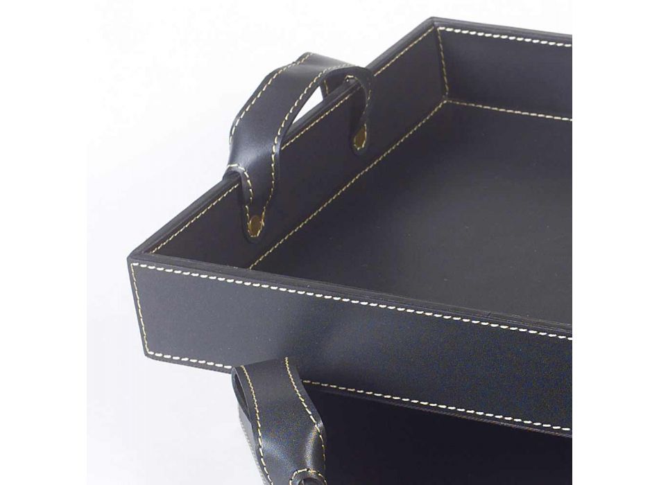 2 de cuero negro diseña 41x28x5cm bandeja y 45x32x6cm Anastasia