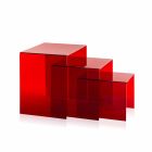 3 mesas apilables rojas de Amalia, diseño moderno, hechas en Italia viadurini