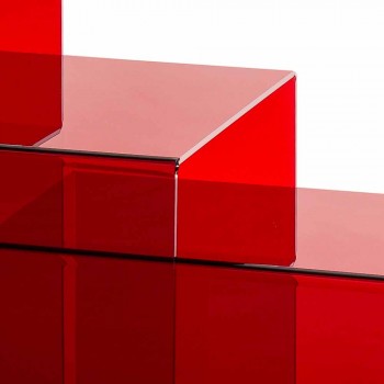 3 mesas apilables rojas de Amalia, diseño moderno, hechas en Italia