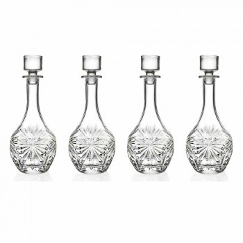4 Botellas con Tapón de Vino de Diseño Redondo en Cristal Ecológico - Daniele