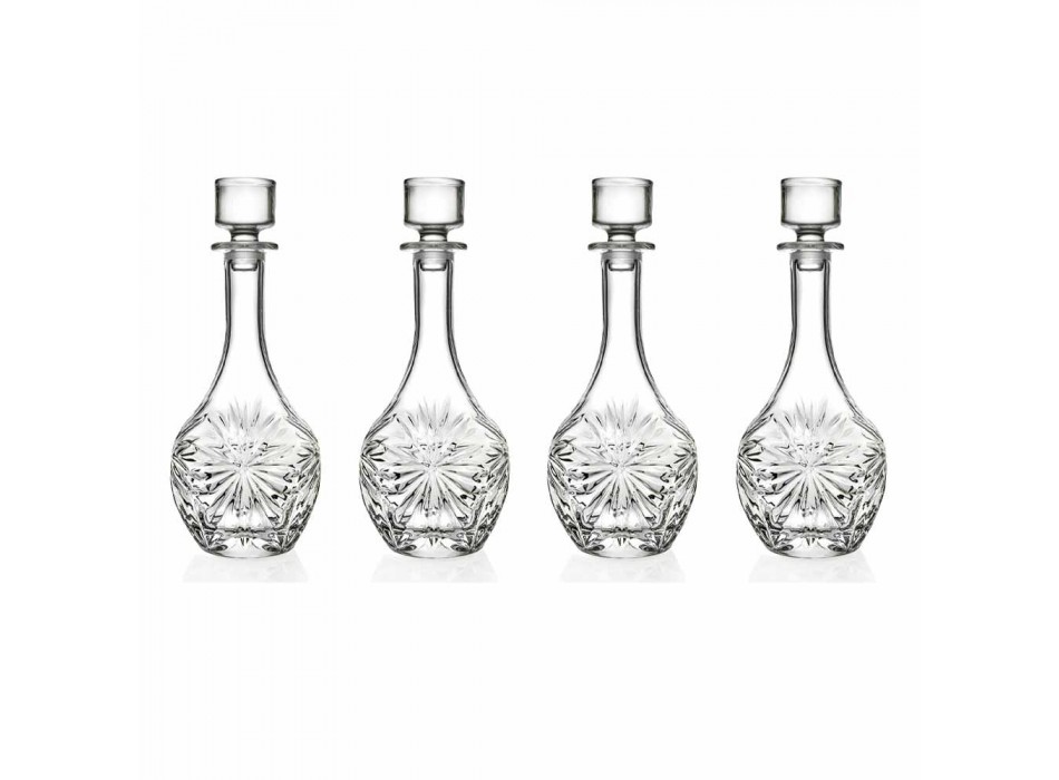 4 Botellas con Tapón de Vino de Diseño Redondo en Cristal Ecológico - Daniele viadurini