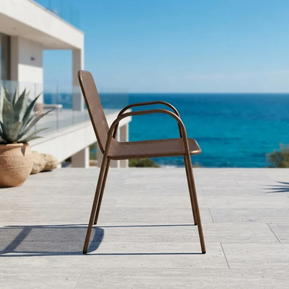 4 sillones de jardín tradicionales de metal fabricados en Italia - Edris viadurini