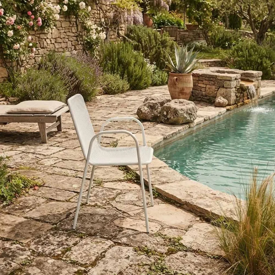 4 sillones de jardín tradicionales de metal fabricados en Italia - Edris viadurini