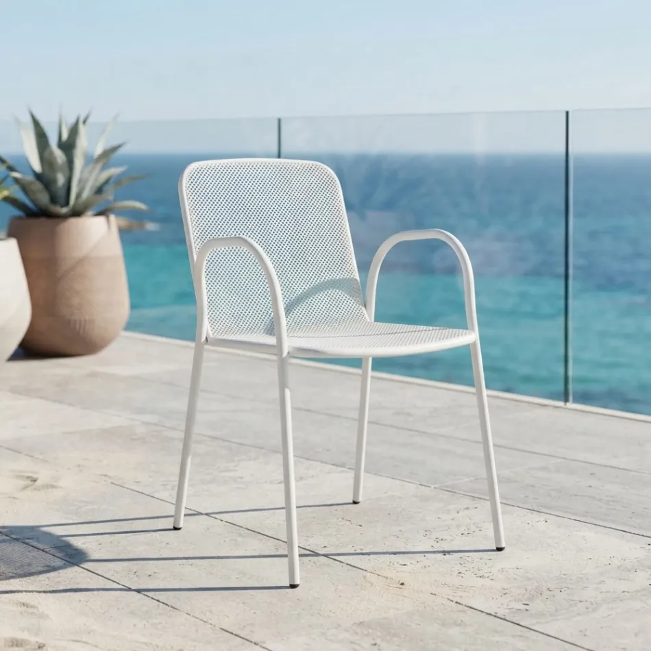 4 sillones de jardín tradicionales de metal fabricados en Italia - Edris viadurini