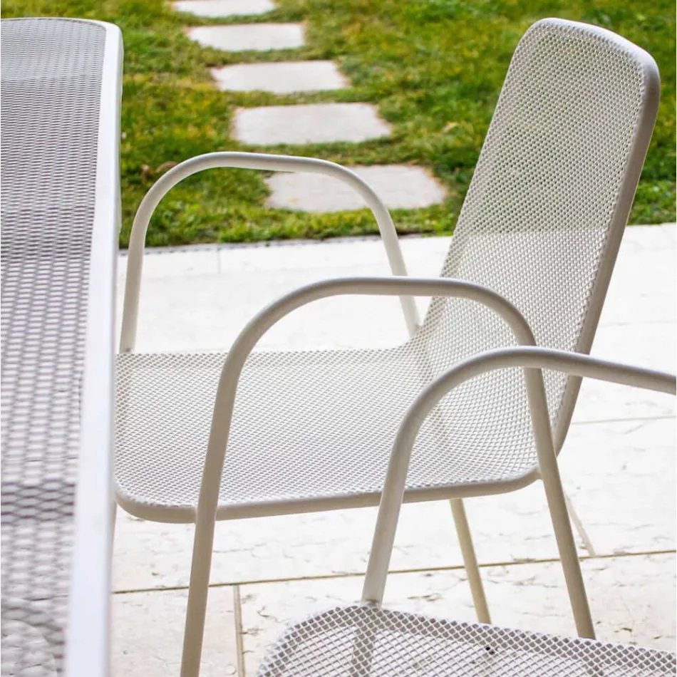 4 sillones de jardín tradicionales de metal fabricados en Italia - Edris viadurini