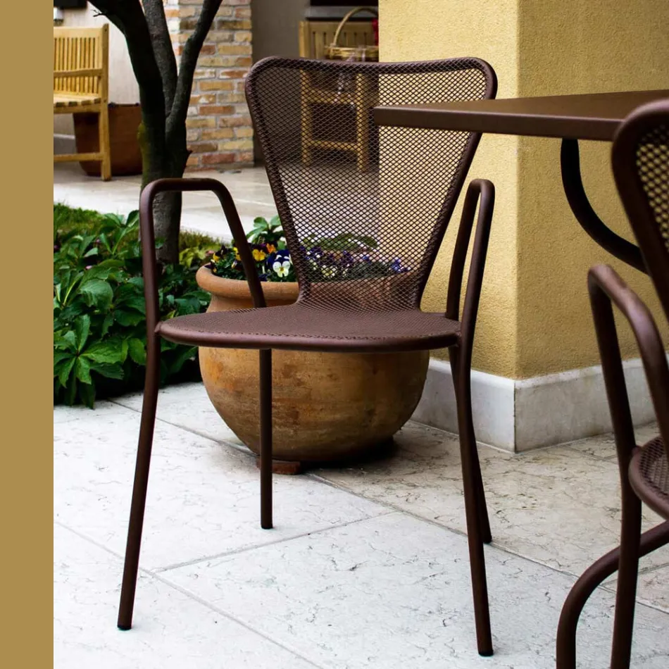 4 sillones de metal de diseño moderno para exteriores, fabricados en Italia - Varmo viadurini