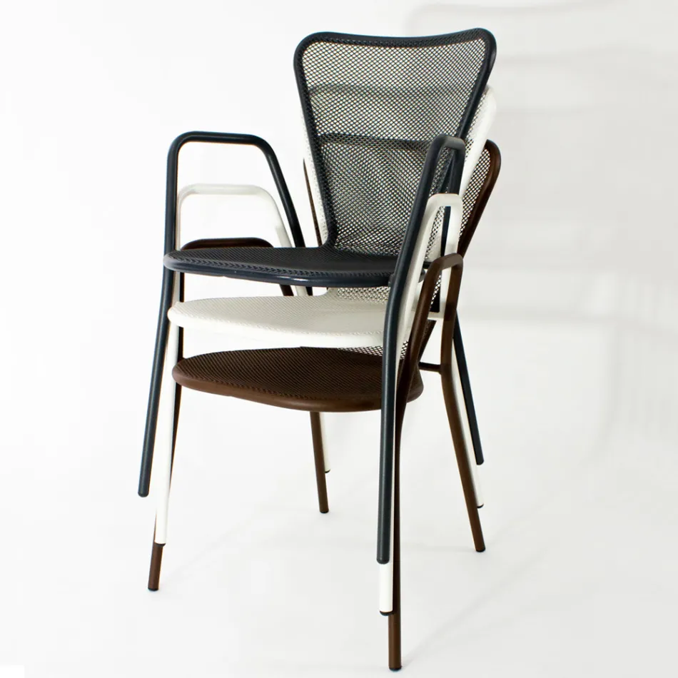 4 sillones de metal de diseño moderno para exteriores, fabricados en Italia - Varmo viadurini