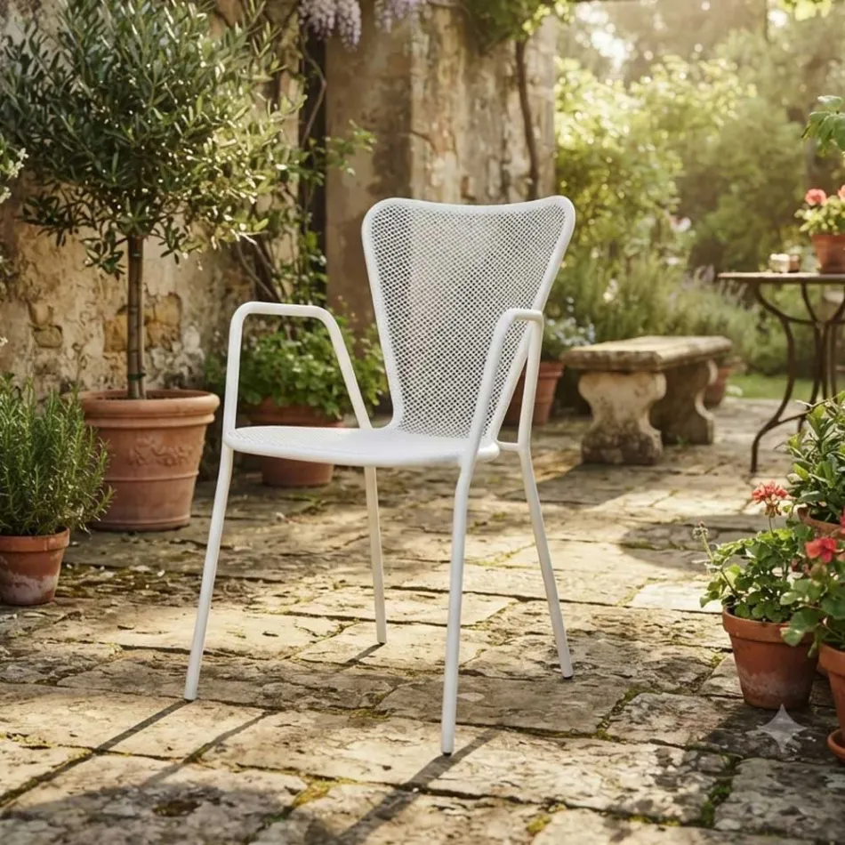 4 sillones de metal de diseño moderno para exteriores, fabricados en Italia - Varmo viadurini
