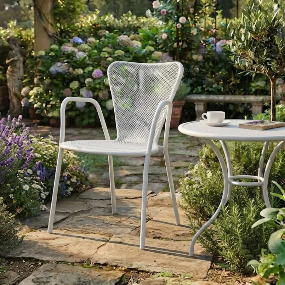 4 sillones de metal de diseño moderno para exteriores, fabricados en Italia - Varmo viadurini