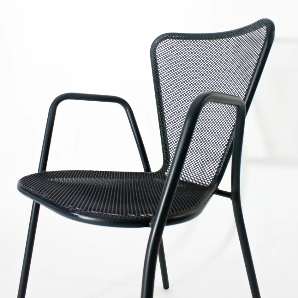 4 sillones de metal de diseño moderno para exteriores, fabricados en Italia - Varmo viadurini