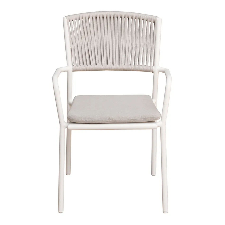 4 sillas de jardín apilables de aluminio y cuerda - Lunaris viadurini