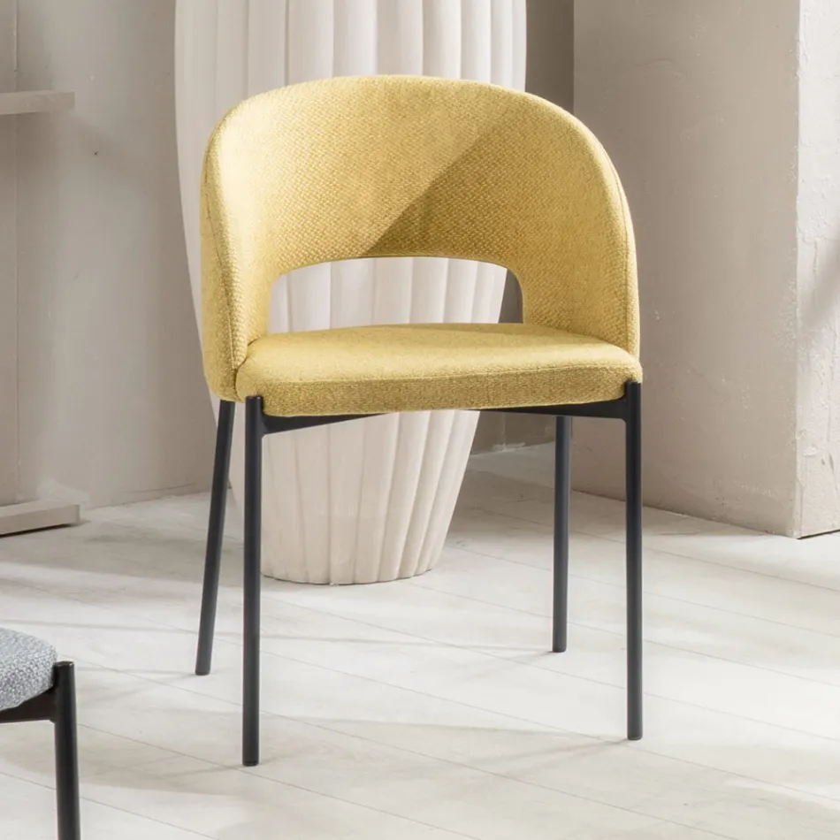 4 Sillas con Asiento de Tela de Diferentes Acabados y Metal - Provenza viadurini