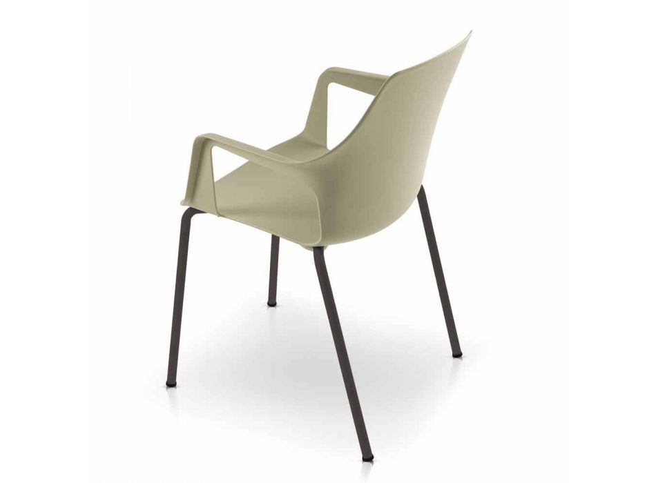 4 sillas apilables de exterior en polipropileno y metal Made in Italy - Carlene