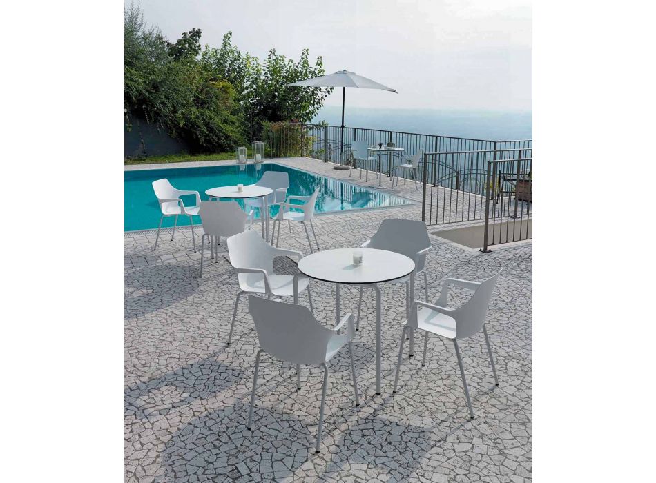 4 sillas apilables de exterior en polipropileno y metal Made in Italy - Carlene