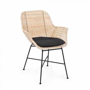 4 sillas de exterior en tejido de mimbre y acero Homemotion - Berecca