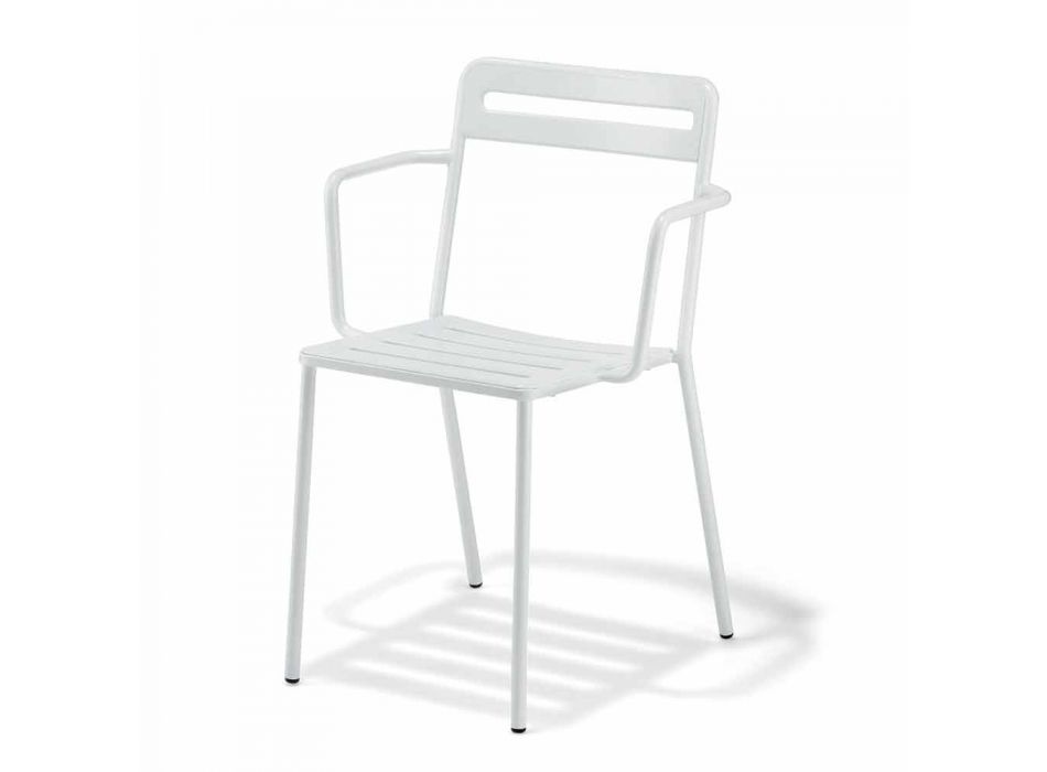4 sillas de metal apilables para exteriores hechas en Italia - Yolonda viadurini