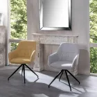 4 Sillas de Salón con Asiento de Tela y Estructura y Patas de Metal - Pino viadurini