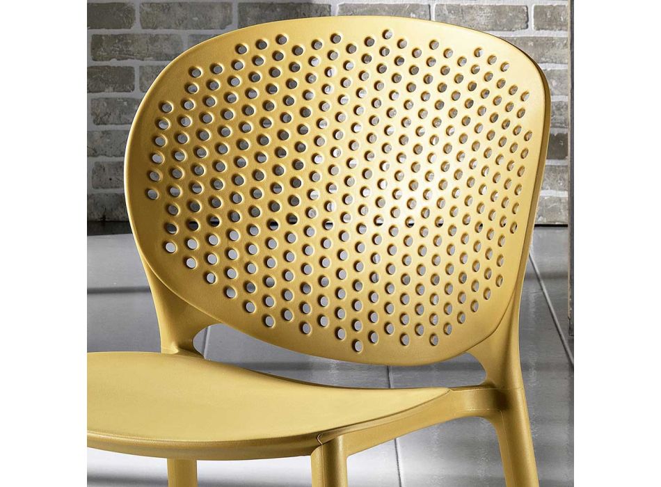 4 sillas apilables de polipropileno de diseño moderno y colorido - Pocahontas viadurini