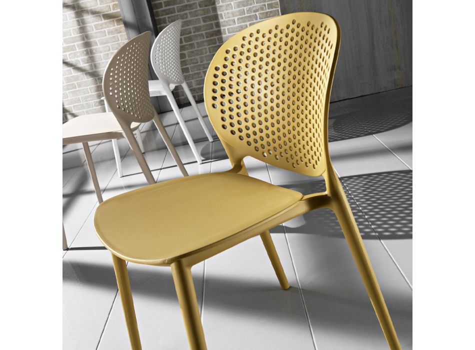4 sillas de polipropileno apilables de colores de diseño moderno - Pocahontas viadurini