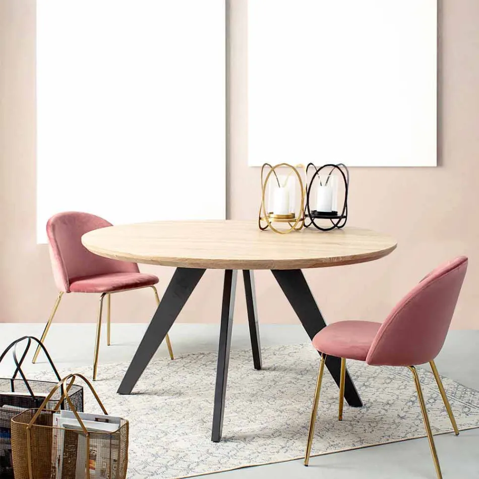 4 Sillas de Diseño Tapizadas en Terciopelo con Estructura de Acero Homemotion - Dania viadurini