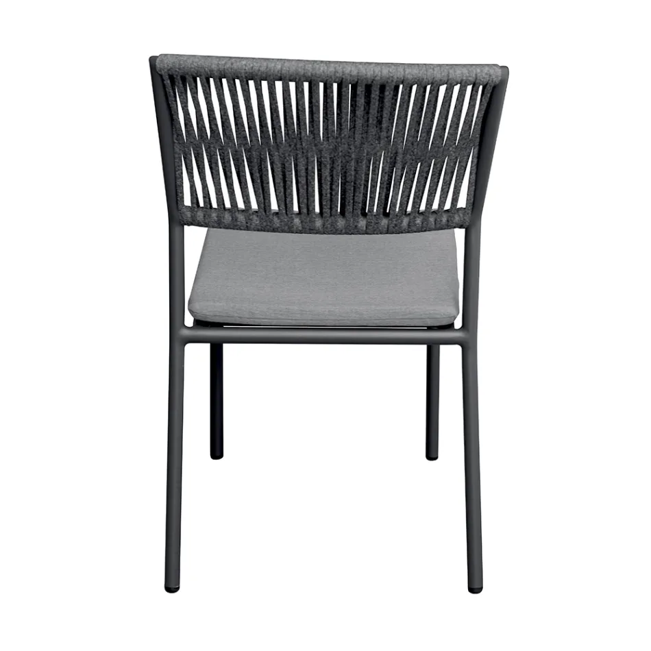 4 sillas de jardín apilables de aluminio y cuerda - Lunaris viadurini