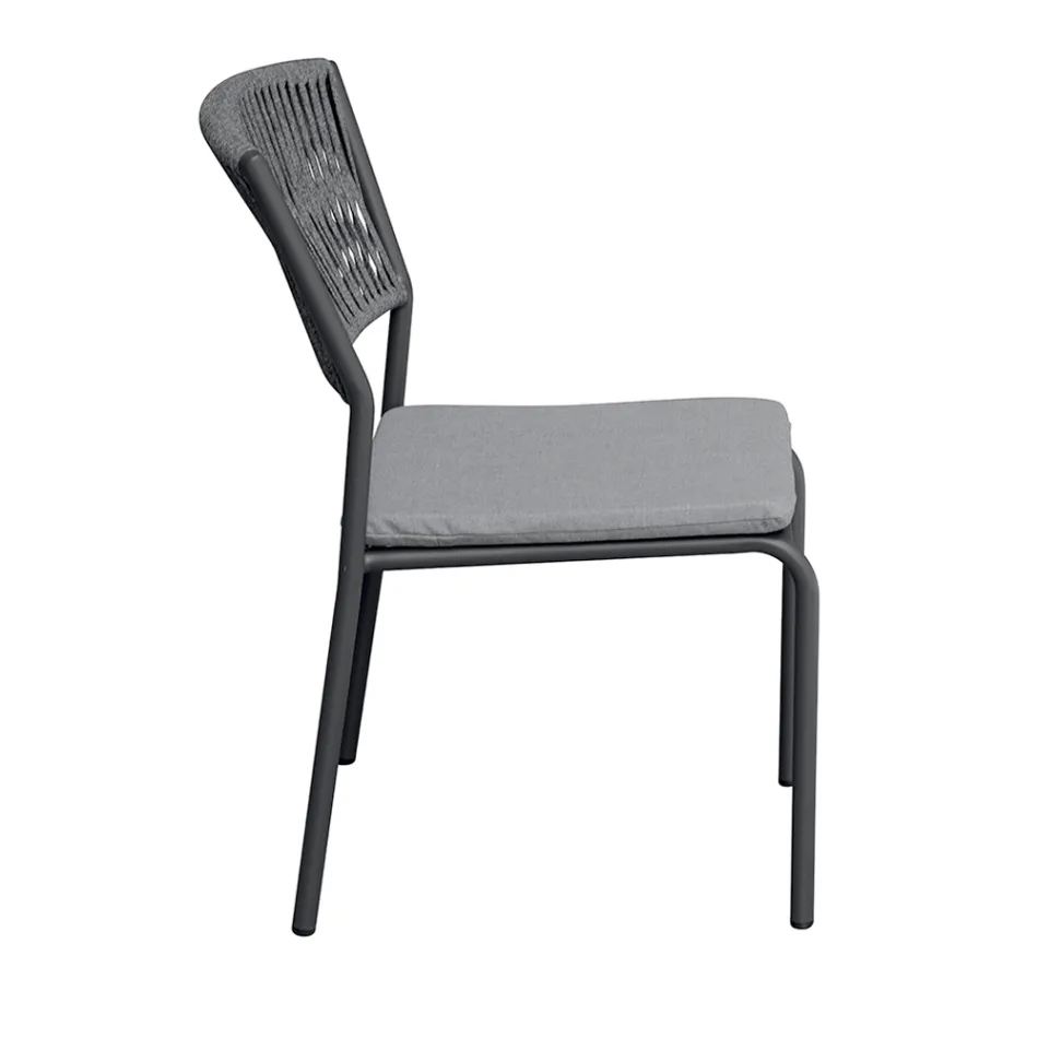 4 sillas de jardín apilables de aluminio y cuerda - Lunaris viadurini