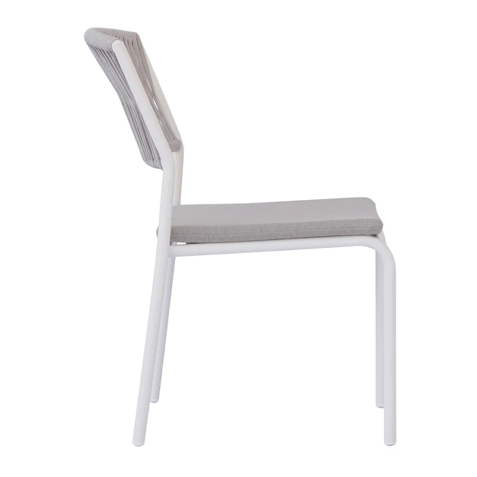 4 sillas de jardín apilables de aluminio y cuerda - Lunaris viadurini