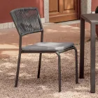 4 sillas de jardín apilables de aluminio y cuerda - Lunaris viadurini