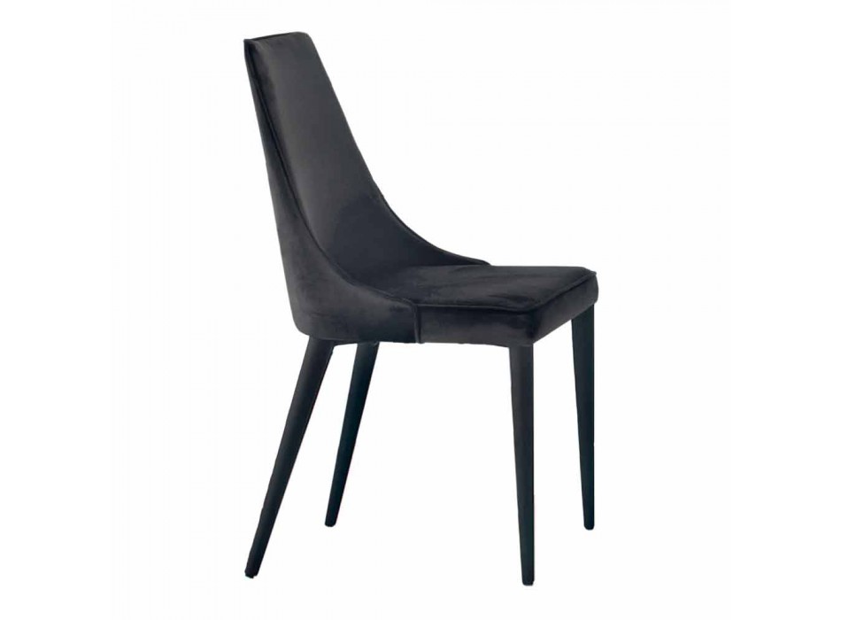 4 sillas modernas de acero con asiento tapizado de terciopelo Made in Italy - Nirvana