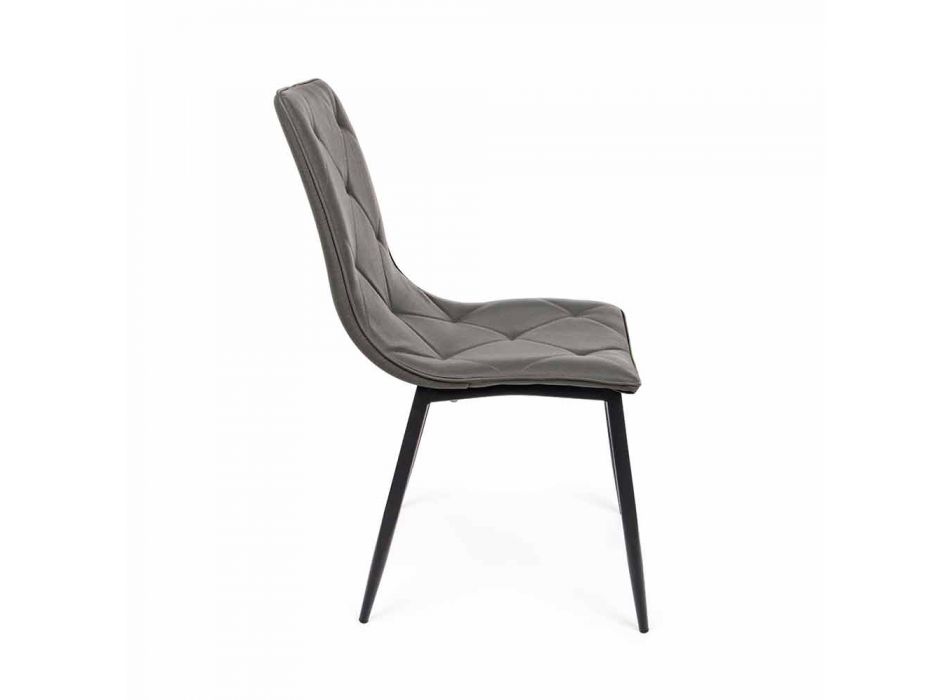 4 sillas modernas tapizadas en cuero sintético con base de acero Homemotion - Daisa viadurini