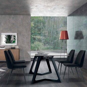 4 sillas de comedor tapizadas tapizadas en terciopelo Made in Italy - Grain