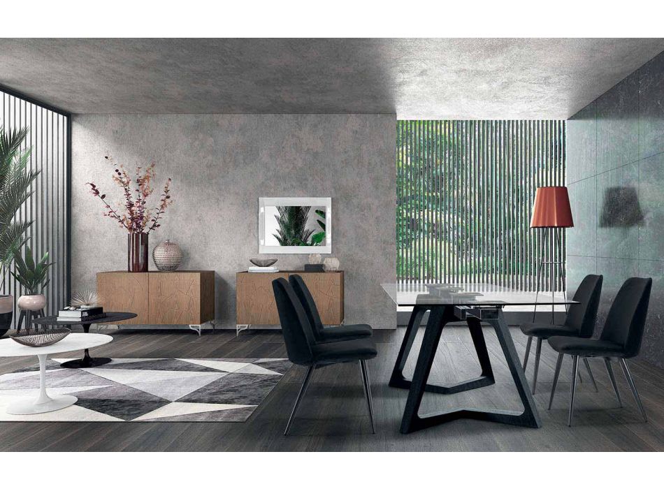 4 sillas de comedor tapizadas tapizadas en terciopelo Made in Italy - Grain viadurini