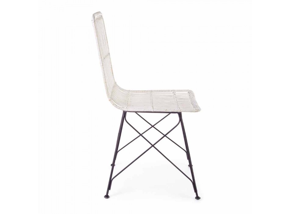 4 sillas de comedor en acero y tejido de Kubu Homemotion - Kendall viadurini