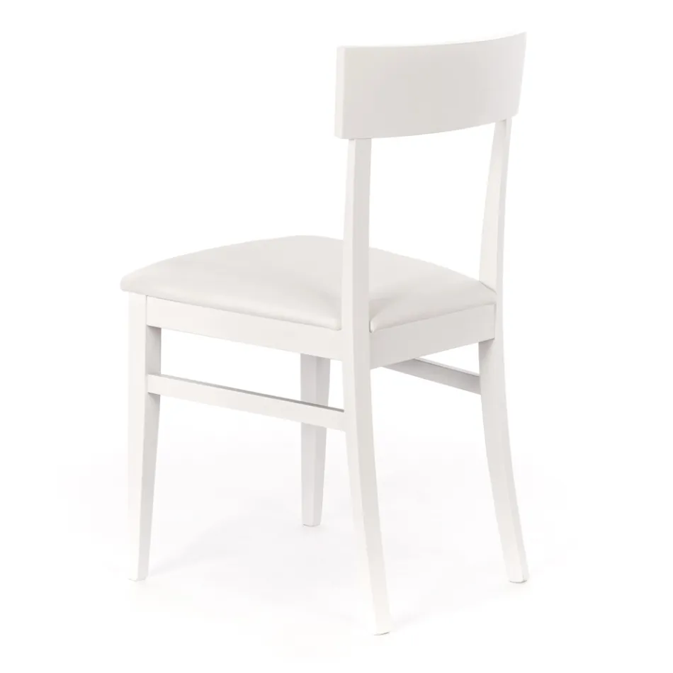 4 Sillas Realizadas con Asiento de Polipiel, Estructura y Patas de Madera Lacada - Taikiri viadurini