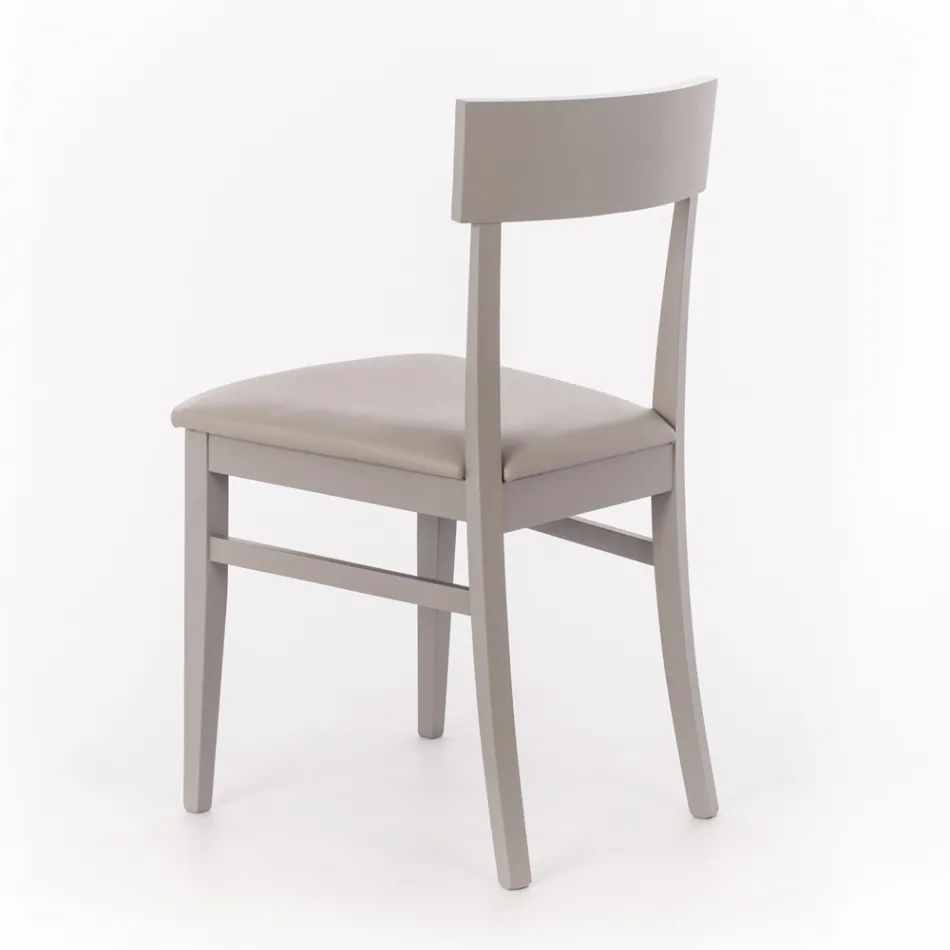 4 Sillas Realizadas con Asiento de Polipiel, Estructura y Patas de Madera Lacada - Taikiri viadurini