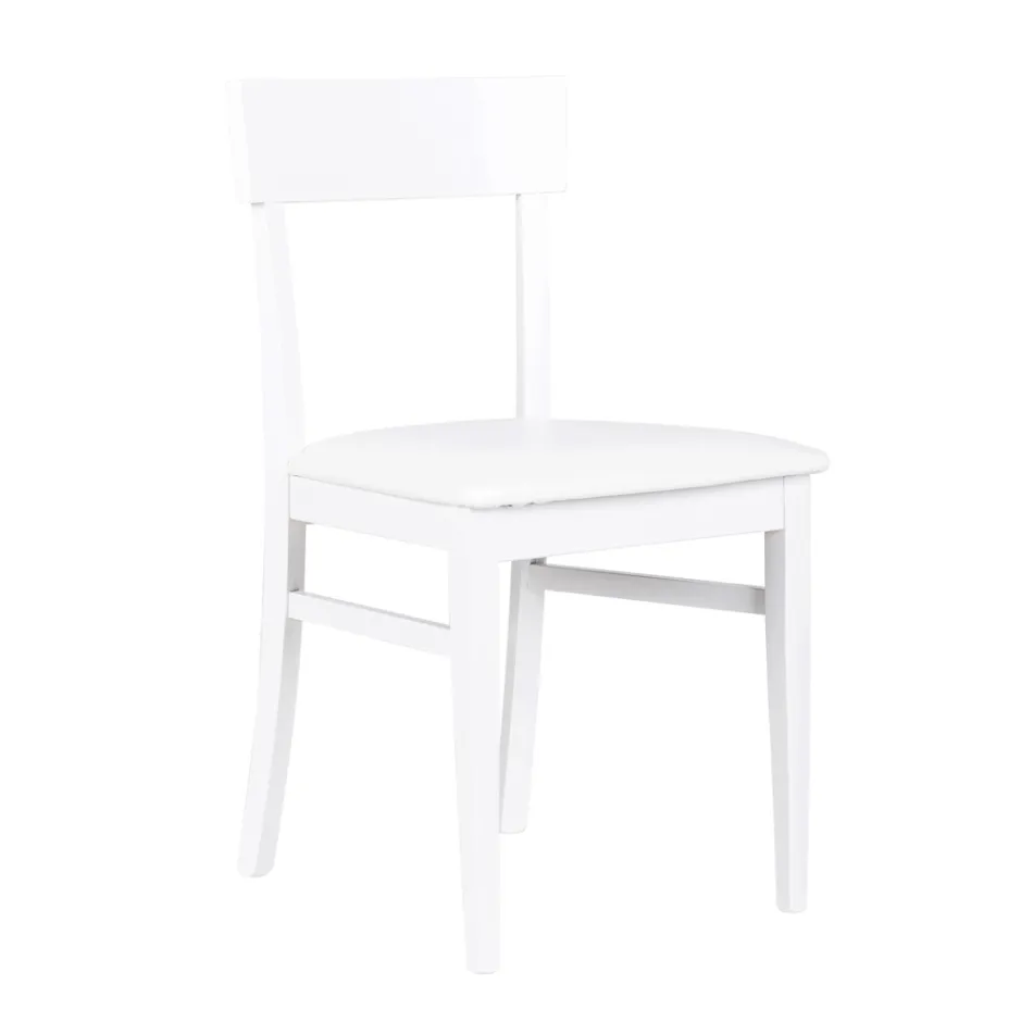 4 Sillas Realizadas con Asiento de Polipiel, Estructura y Patas de Madera Lacada - Taikiri viadurini