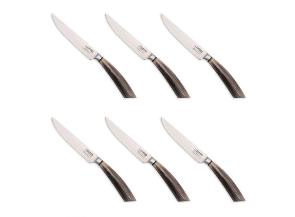 6 cuchillos de carne hechos a mano en cuerno o madera Made in Italy - Zuzana viadurini