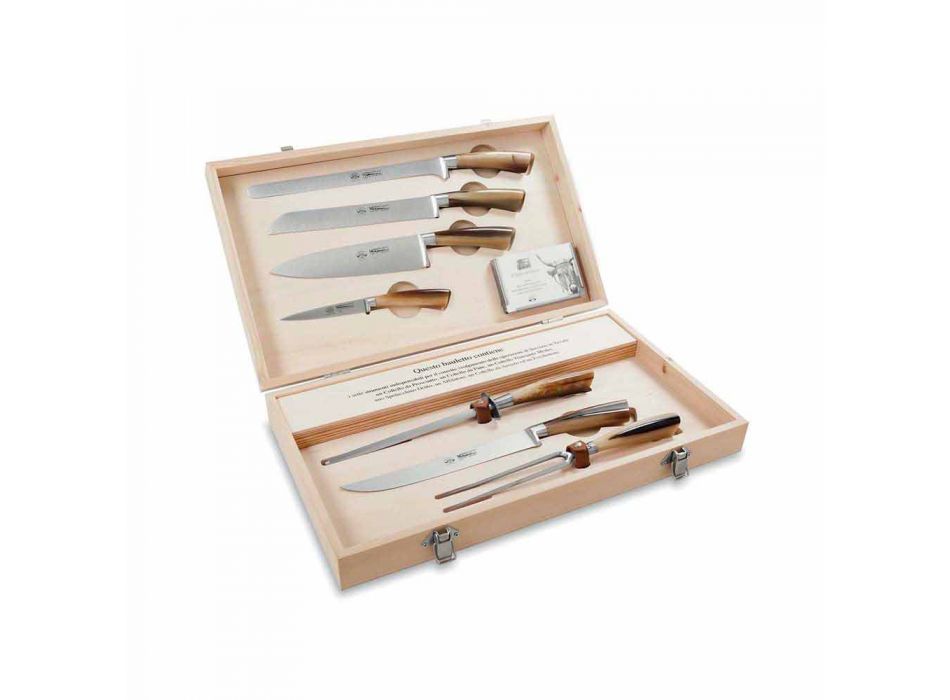 7 cuchillos de mesa Berti de acero inoxidable en exclusiva para Viadurini - Sanzio