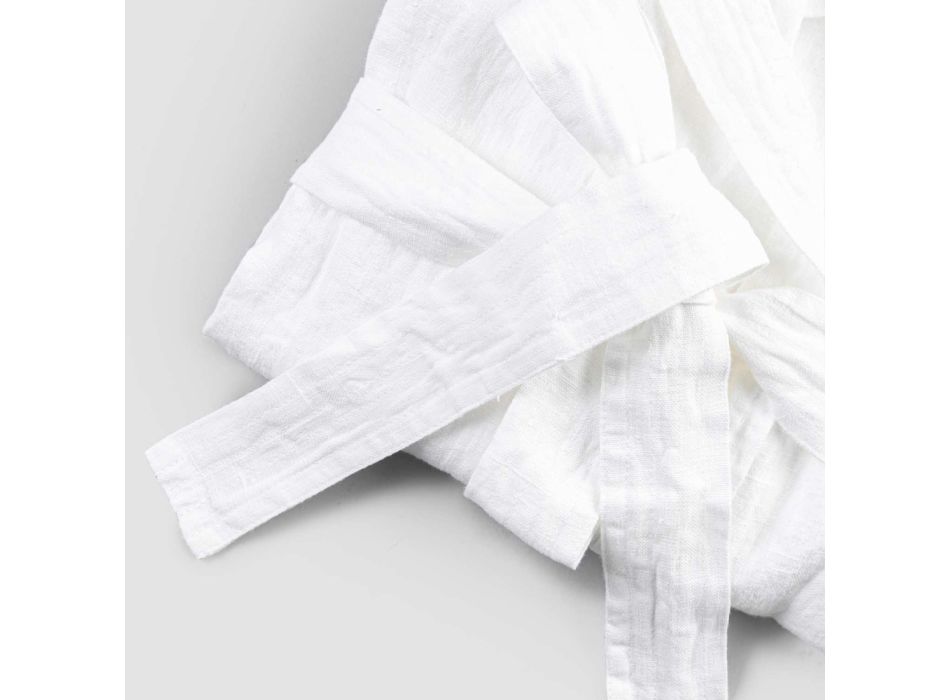 Albornoz blanco de lino pesado con capucha de lujo italiana - Palace viadurini