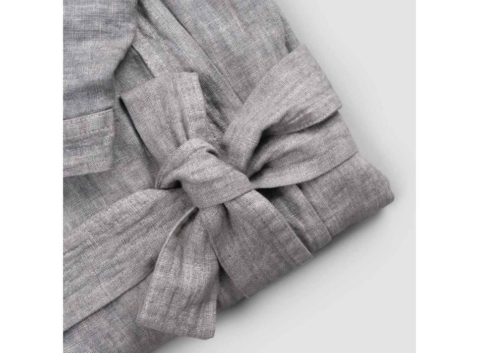 Albornoz de lujo de lino pesado con capucha Made in Italy - Palace viadurini