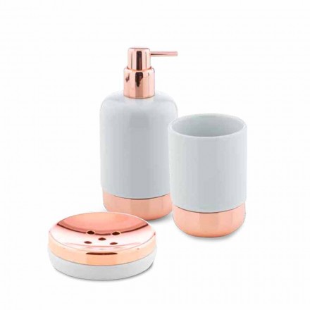 Accesorios de baño independientes en porcelana blanca con detalles de cobre - Scampia viadurini