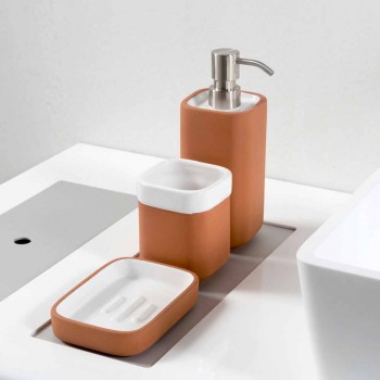 Accesorios de baño independientes en terracota y cerámica blanca - Terracota