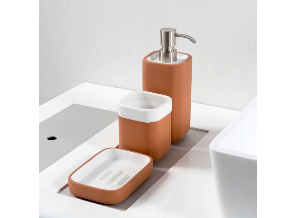 Accesorios de baño independientes en terracota y cerámica blanca - Terracota viadurini