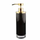 Accesorios de baño independientes en vidrio negro y metal dorado brillante - Negro viadurini