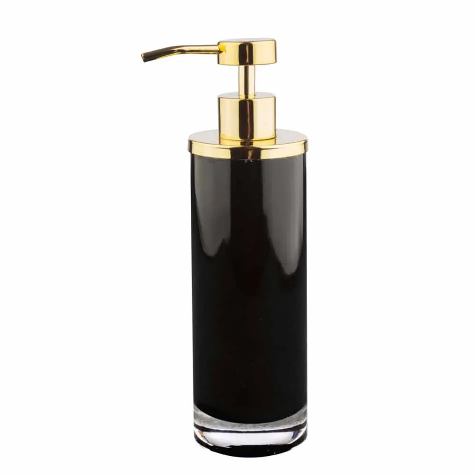 Accesorios de baño independientes en vidrio negro y metal dorado brillante - Negro viadurini