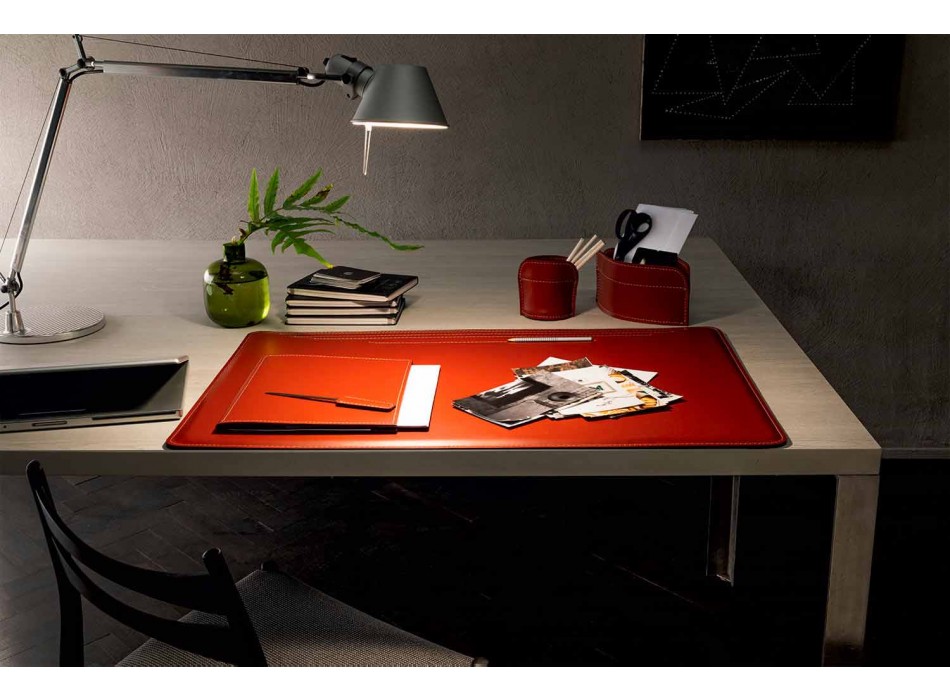 Accesorios de escritorio en cuero regenerado 5 piezas Made in Italy - Ebe viadurini