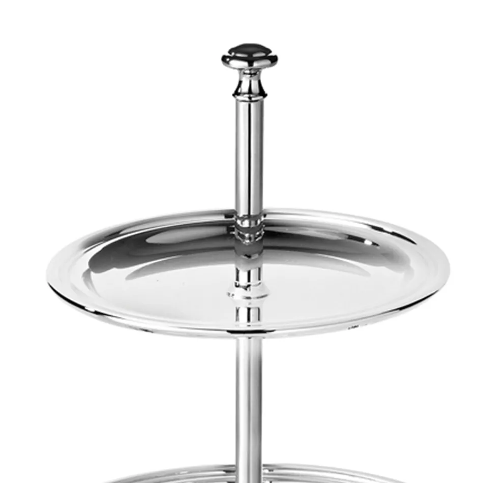 Soporte para dulces, pasteles, buffet de 2 niveles en metal plateado de lujo - Gengo viadurini